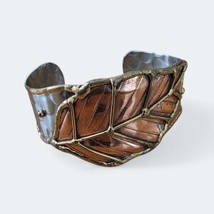Anju Jewelry Mixed Metal Leaf Cuff Bracelet - Copper & Brass